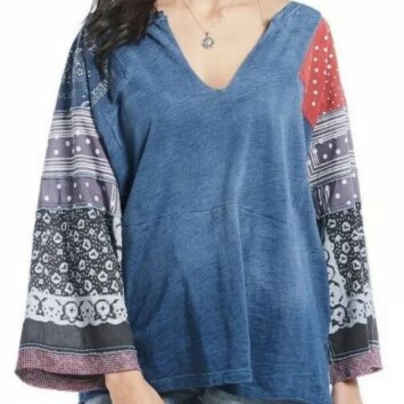 FP We the Free Shibuya Patchwork Sleeve Tunic M - Picture 2 of 5